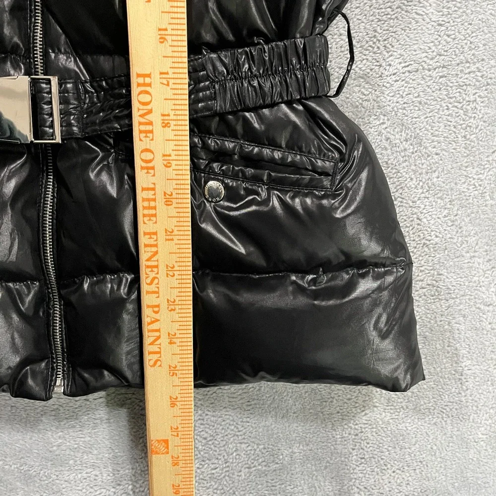 Michael Kors Puffer Vest Womens Medium‎ Belted Grunge Glossy Goth Black Y2K